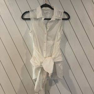 Frame white cotton shirt with waist tie Small